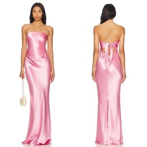Retrofete Skye Satin Maxi Dress in Fondant Pink Size Large NEW! New with tags!